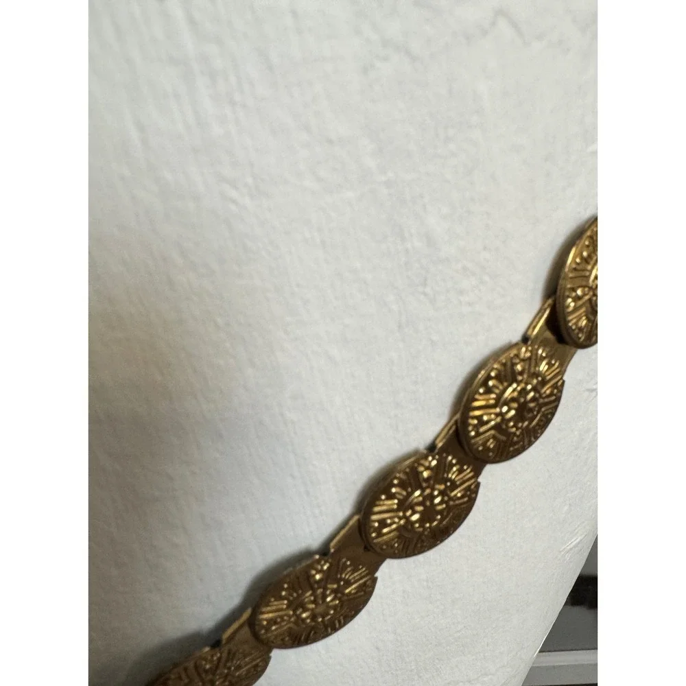 Vintage Belly Dancer Gold Tone Medallion Belt‎ Elastic Back Adjustable Waist